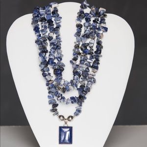 blue lapis necklace with blue lapis square pendant